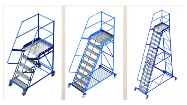 Platform mobile metal ladders for warehouse