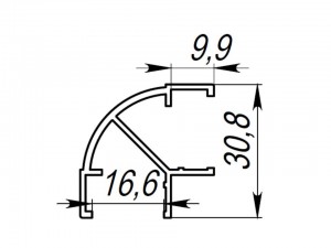 Angled aluminum profile -16 mm.